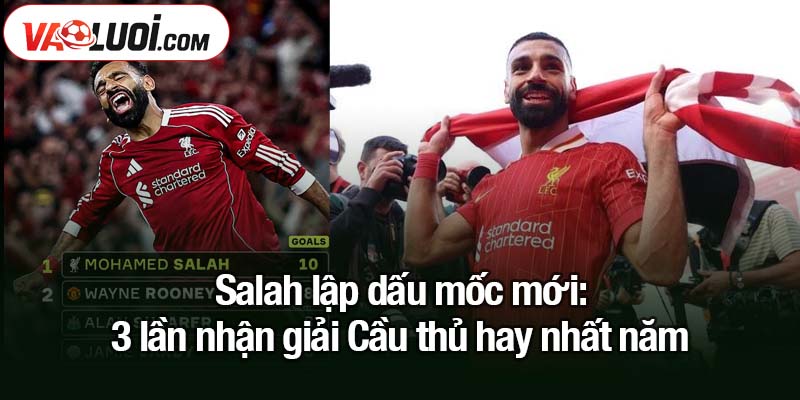 Salah lập dấu mốc mới: 3 lần nhận giải Cầu thủ hay nhất năm Salah lập dấu mốc mới: 3 lần nhận giải Cầu thủ hay nhất năm