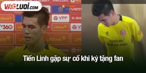 Tiến Linh gặp sự cố khi ký tặng fan