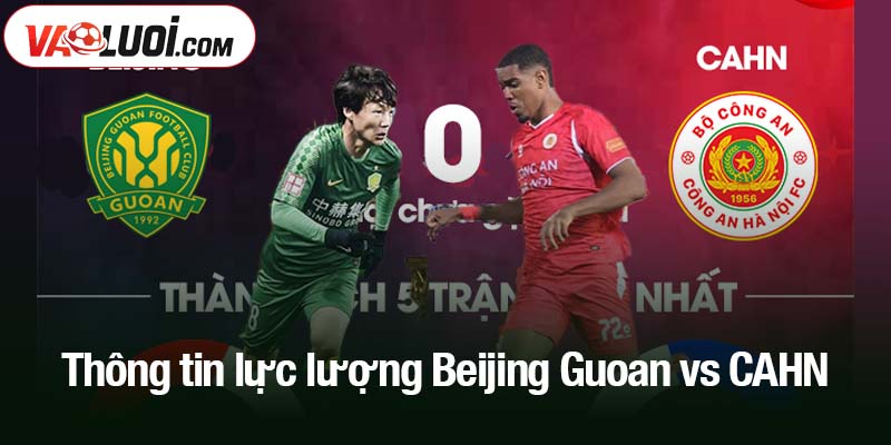 Thông tin lực lượng Beijing Guoan vs CAHN